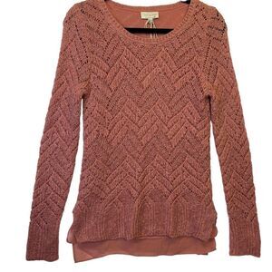 Y2k 90s style Nwt Rose w/ Gold sparkle Lightweight Sweater small